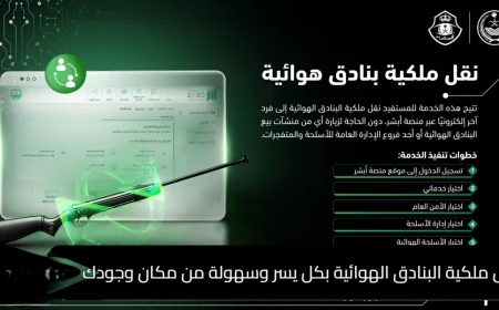 دليل أبشر لخدمة نقل ملكية البنادق الهوائية إلكترونياً بسهولة دون الحاجة لزيارة الفروع