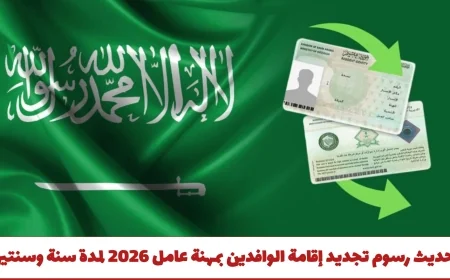 كل ما تود معرفته عن تحديث رسوم تجديد إقامة الوافدين بمهنة عامل لعام 2026 والشروط الجديدة لمدة سنة وسنتين