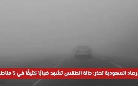 تحذير عاجل من الأرصاد الجوية في السعودية: ضباب كثيف يعيق الرؤية في 5 مناطق