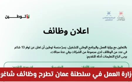 وظائف بانتظارك في سلطنة عمان: وزارة العمل تعلن عن فرص توظيف برواتب ومزايا مغرية في كافة التخصصات رابط التقديم هنا