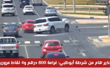شرطة أبوظبي تحذر: غرامة كبيرة ونقاط مرورية للمخالفات الخطيرة دون قصد أثناء القيادة