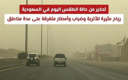 تحذيرات جوية هامة في السعودية: رياح قوية وأتربة وضباب وأمطار في مناطق متعددة اليوم